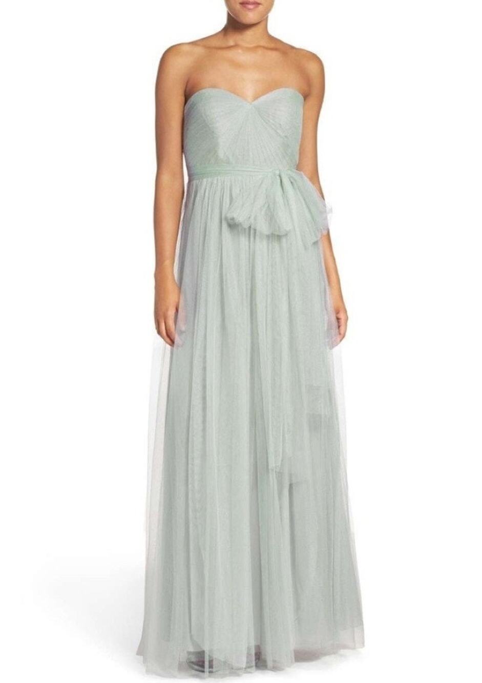 Jenny Yoo Annabelle Strapless Tulle Gown Maxi Dress Size 4 Green Wedding Formal